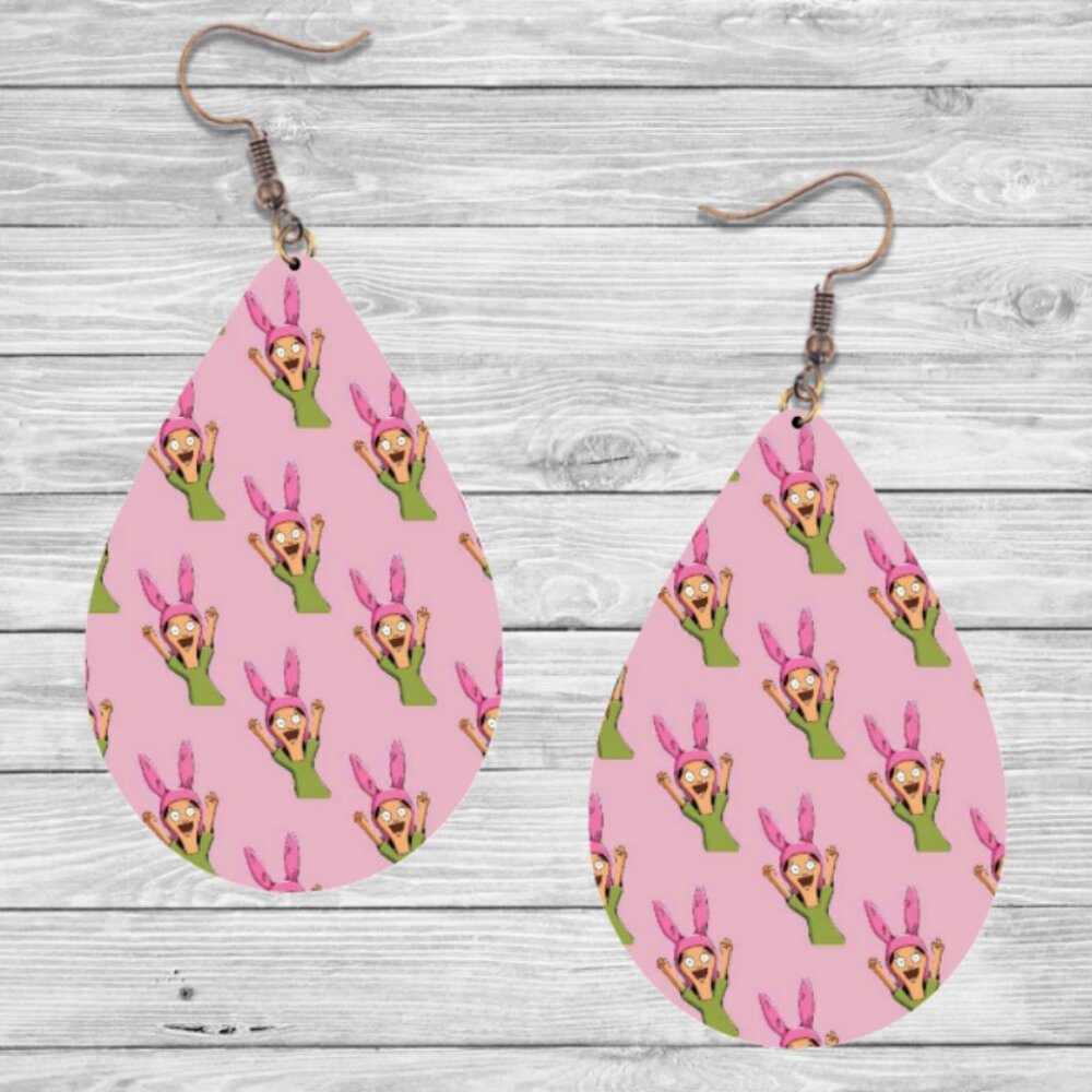 Bob's Burgers Earrings: Wooden Teardrop Hypoallergenic Earrings